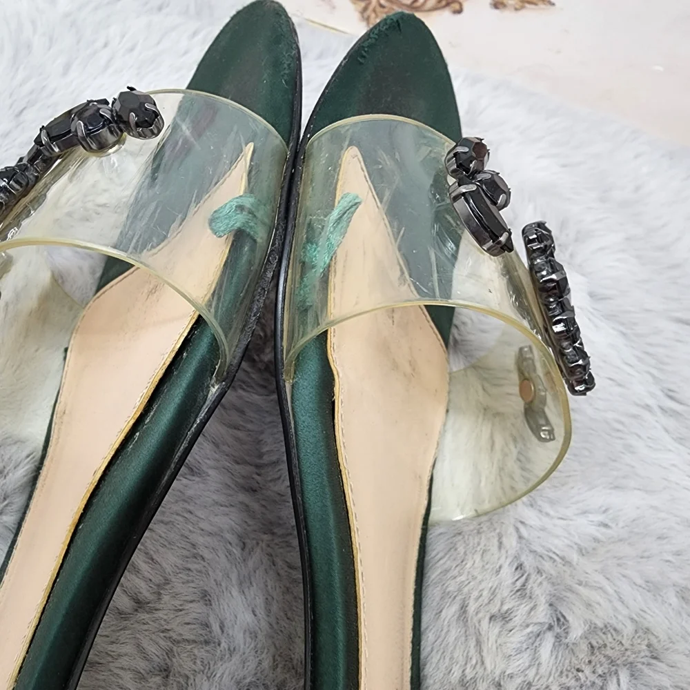 Zara woman clear vinyl and satin gemstone  sandals - Picture 9 of 9